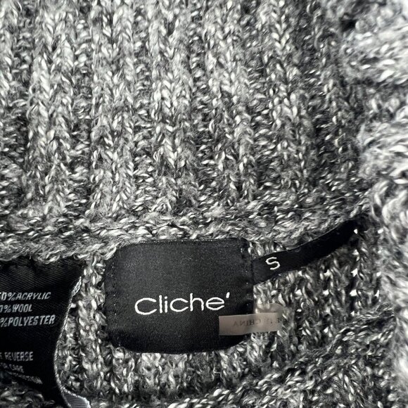 Cliche Wool Blend Turtleneck Heathered Gray Tunic Sleeveless Sweater Small - Picture 5 of 9